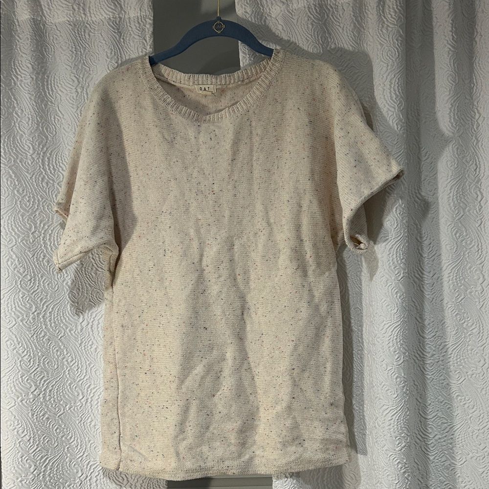 OAT Sprinkle Oversized Knit Tee XS / Small Rainbow Confetti Cream 100% Cotton